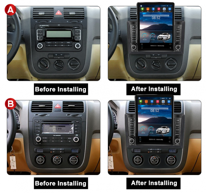 Navigatie dedicata VW Sagitar Jetta5 2006-2010 si Golf 5, Tesla Style, ANDROID 13, Carplay&Android Auto, 10 inch , 8+128GB, Internet, Aplicatii, Waze, GPS [3]