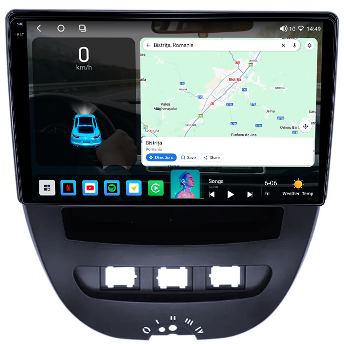 Navigatie dedicata Peugeot 107 2009-2015, 4GB RAM 64GB ROM, Octacore, Android 14, Display QLED 1K 10", Carplay&Android Auto, SIM 4G, Ventilator Activ [2]