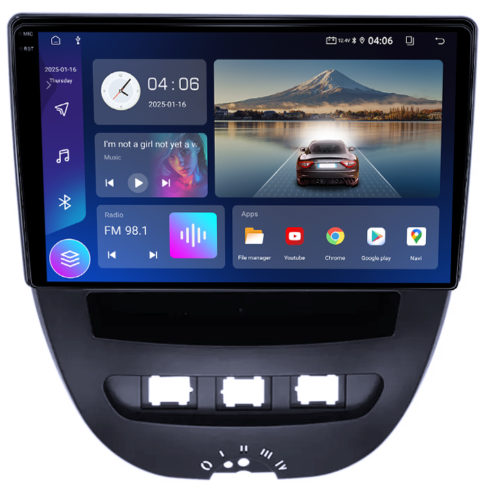 Navigatie dedicata Peugeot 107 2009-2015, 4GB RAM 64GB ROM, Quad Core, Display 10" QLED 1K, Carplay, Android 14, Bluetooth, Magazin Play, Suport Camere AHD [4]