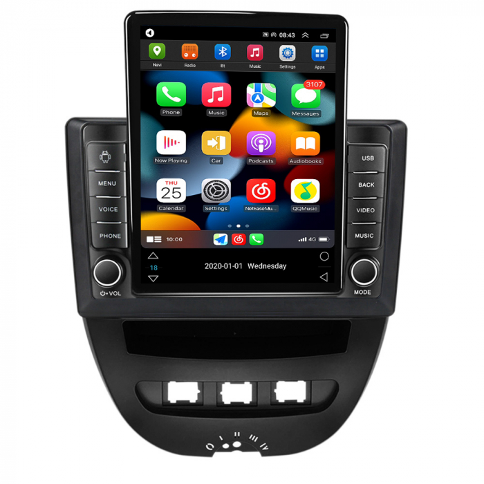 Navigatie dedicata Peugeot 107 2009-2015,Tesla Style, ANDROID 13,Carplay&Android Auto, 10 inch , 8+128GB, Internet, Aplicatii, Waze, GPS [2]