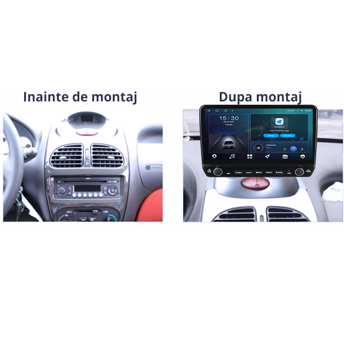 Navigatie dedicata Peugeot 206 1998-2009 Tesla cu butoane rotative model 2024, 4GB RAM 64GB ROM, Procesor Quadcore, Android 14, Display QLED 10", DSP, Carplay&Android Auto [4]