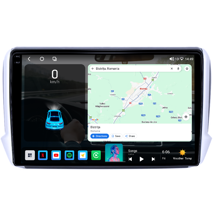 Navigatie dedicata Peugeot 2008 2013-2020, 4GB RAM 64GB ROM, Octacore, Android 14, Display QLED 1K 10", Carplay&Android Auto, SIM 4G, Ventilator Activ [2]