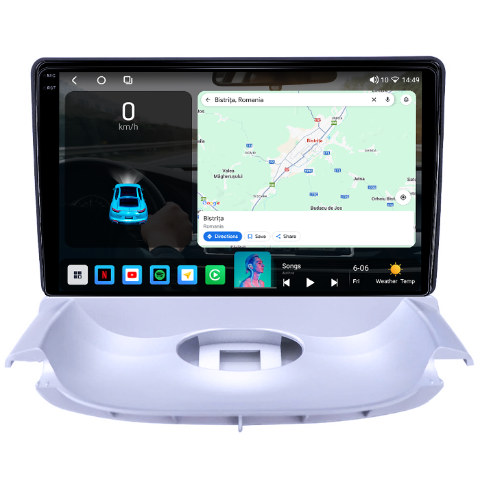 Navigatie dedicata Peugeot 206 1998-2009, 4GB RAM 32GB ROM, Octacore, Android 14, Display QLED 1K 9", DSP, Carplay&Android Auto, SIM 4G, Bluetooth, Ventilator Activ [2]