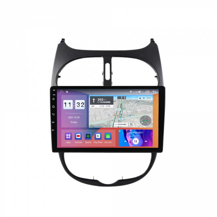 Navigatie dedicata Peugeot 206 2004-2008, 4 GB RAM 32 ROM, Android 13, Display QLED, 9", DSP, Carplay, Android Auto, Internet, Youtube , Waze , WI-FI , USB , Bluetooth [3]