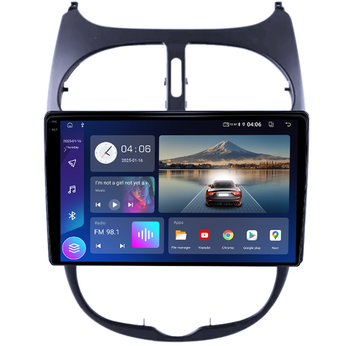 Navigatie dedicata Peugeot 206, 4GB RAM 64GB ROM, Quad Core, Display 9" QLED 1K, Carplay, Android 14, Bluetooth, Magazin Play, Suport Camere AHD [3]