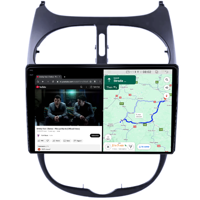 Navigatie dedicata Peugeot 206, 4GB RAM 64GB ROM, Quad Core, Display 9" QLED 1K, Carplay, Android 14, Bluetooth, Magazin Play, Suport Camere AHD [4]