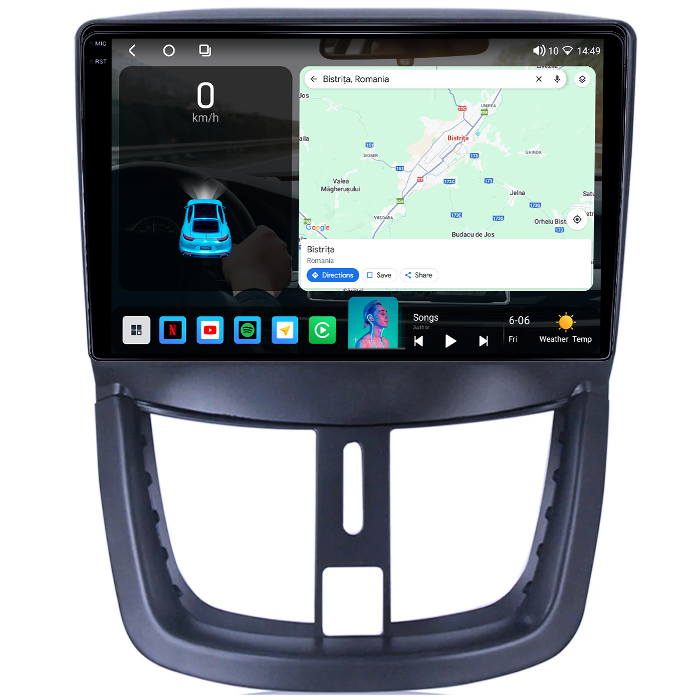 Navigatie dedicata Peugeot 207 2006-2015, 4GB RAM 64GB ROM, Octacore, Android 14, Display QLED 1K 9", Carplay&Android Auto, SIM 4G, Ventilator Activ [2]
