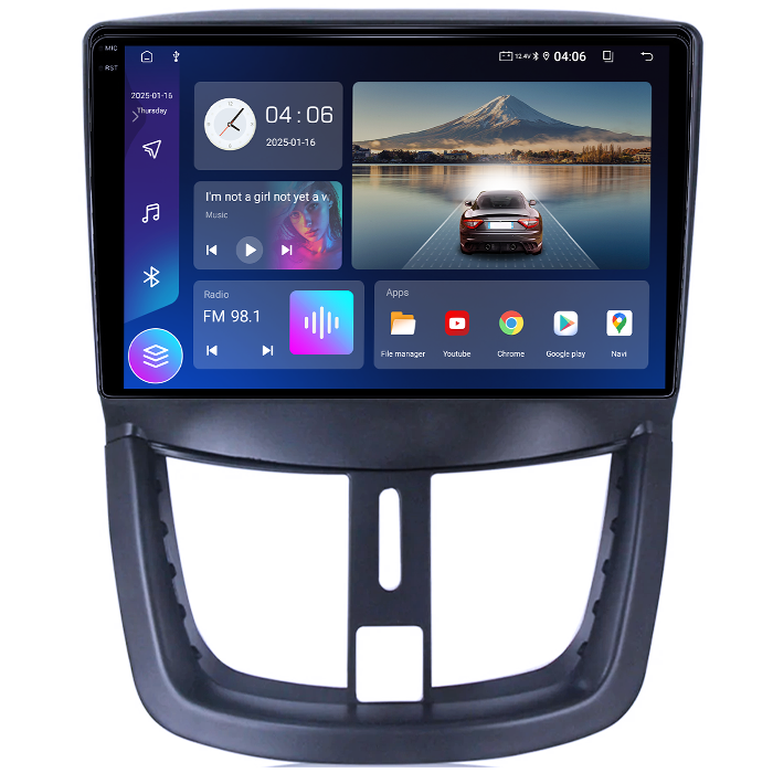 Navigatie dedicata Peugeot 207 2006-2015, 4GB RAM 64GB ROM, Quad Core, Display 9" QLED  Carplay, Android 14, Bluetooth, Magazin Play, Suport Camere AHD [2]