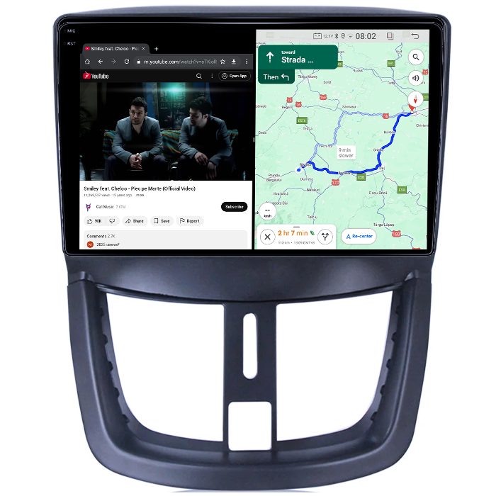 Navigatie dedicata Peugeot 207 2006-2015, 4GB RAM 64GB ROM, Quad Core, Display 9" QLED 1K, Carplay, Android 14, Bluetooth, Magazin Play, Suport Camere AHD [2]