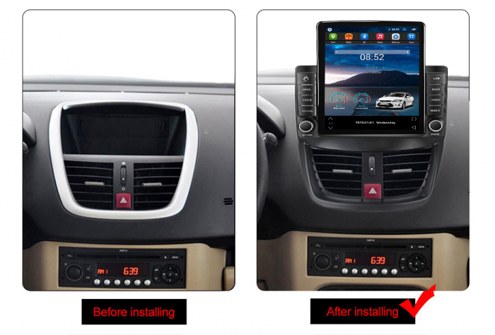 Navigatie dedicata Peugeot 207 2006-2015,Tesla Style, ANDROID 13,Carplay&Android Auto, 10 inch , 8+128GB, Internet, Aplicatii, Waze, GPS [3]