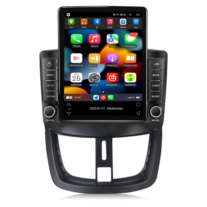 Navigatie dedicata Peugeot 207 2006-2015,Tesla Style, ANDROID 13,Carplay&Android Auto, 10 inch , 8+128GB, Internet, Aplicatii, Waze, GPS [2]
