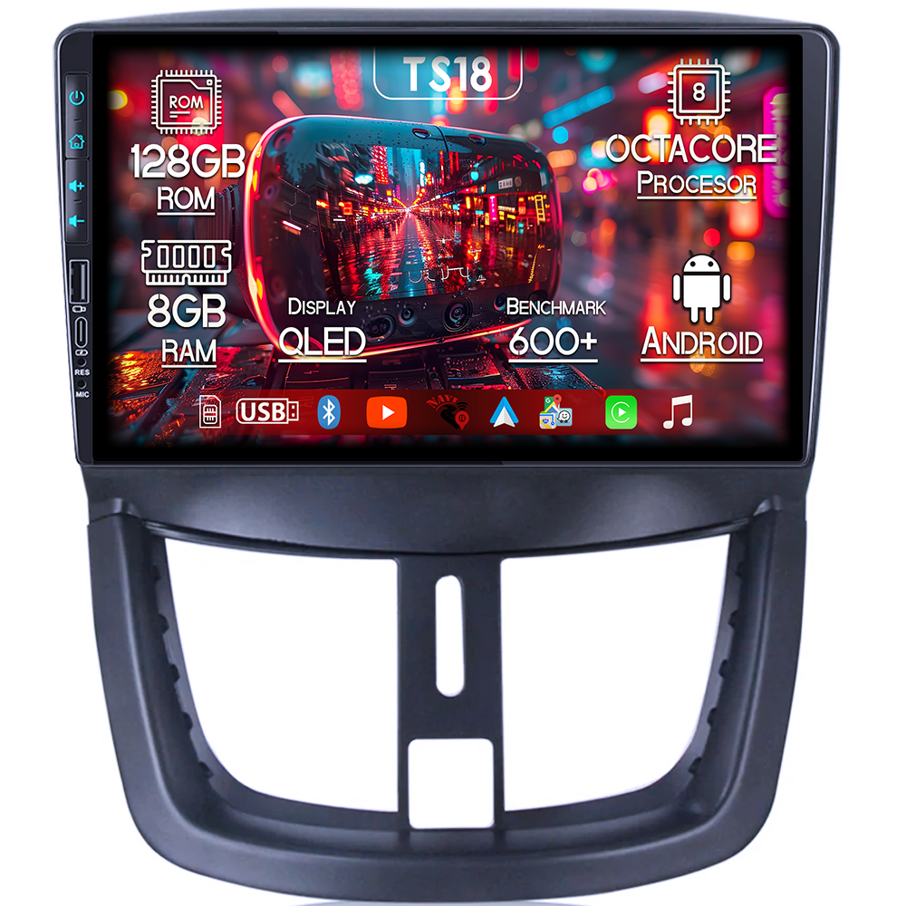 Navigatie dedicata Peugeot 207 2006-2015, USB&Butoane fizice frontale, Platforma TS18, 9 Inch, 8GB RAM 128GB ROM, Octacore, Android 14, Android Auto&Carplay [1]