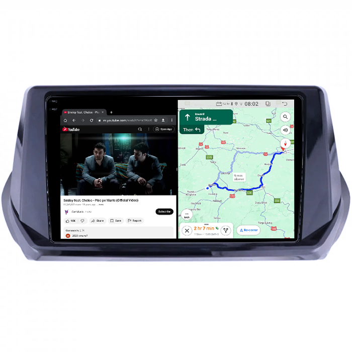 Navigatie dedicata Peugeot 208 / 2008 2019+, 12GB RAM 256GB ROM, Android 13, Rezolutie 2K, Display QLED, 9", DSP, Carplay, Android Auto, Internet, Youtube [3]