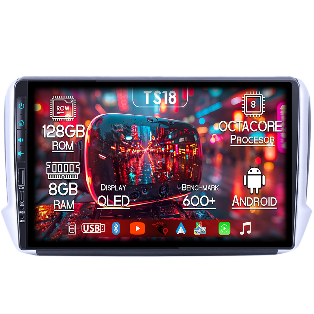 Navigatie dedicata Peugeot 208 / 2008 2012-2020, USB&Butoane fizice frontale, Platforma TS18, 9 Inch, 8GB RAM 128GB ROM, Octacore, Android 14, Android Auto&Carplay [1]