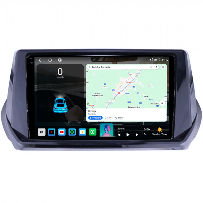 Navigatie dedicata Peugeot 208/2008 2019+, 4GB RAM 32GB ROM, Octacore, Android 14, Display QLED 1K 9", DSP, Carplay&Android Auto, SIM 4G, Bluetooth, Ventilator Activ [2]
