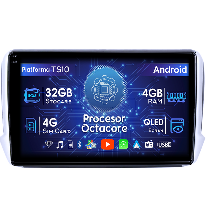 Navigatie dedicata Peugeot 208, 4GB RAM 32GB ROM, Octacore, Android 14, Display QLED 1K 10", DSP, Carplay&Android Auto, SIM 4G, Bluetooth, Ventilator Activ [1]