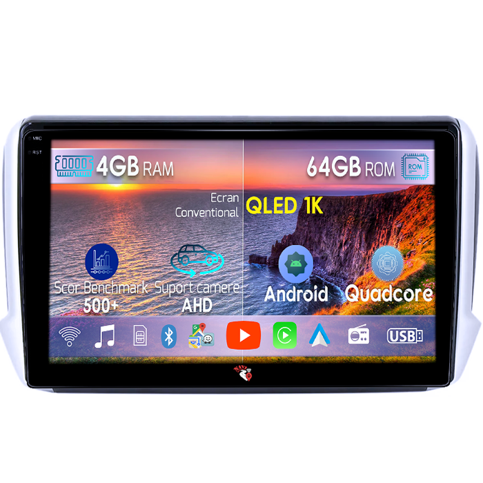 Navigatie dedicata Peugeot 208, 4GB RAM 64GB ROM, Octacore, Android 14, Display QLED 1K 10", Carplay&Android Auto, SIM 4G, Ventilator Activ [1]