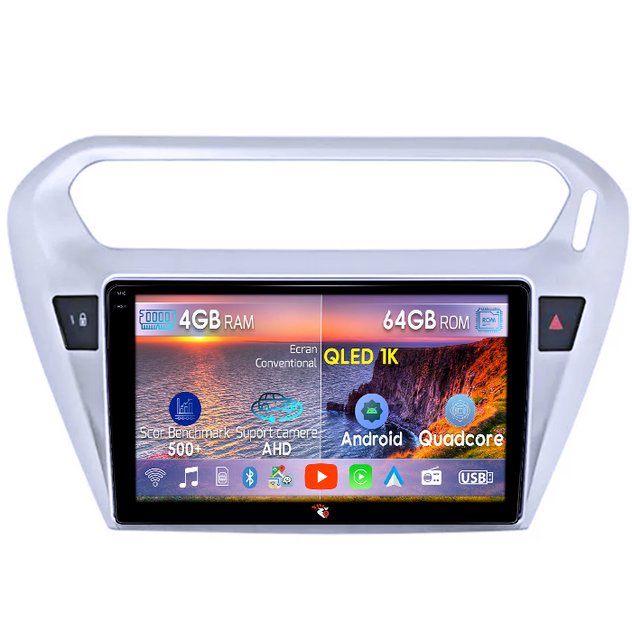Navigatie dedicata Peugeot 301 2013-2016, 4GB RAM 64GB ROM, Octacore, Android 14, Display QLED 1K 9", Carplay&Android Auto, SIM 4G, Ventilator Activ [1]
