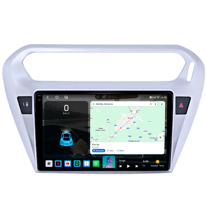 Navigatie dedicata Peugeot 301 2013-2016, 4GB RAM 64GB ROM, Octacore, Android 14, Display QLED 1K 9", Carplay&Android Auto, SIM 4G, Ventilator Activ [2]