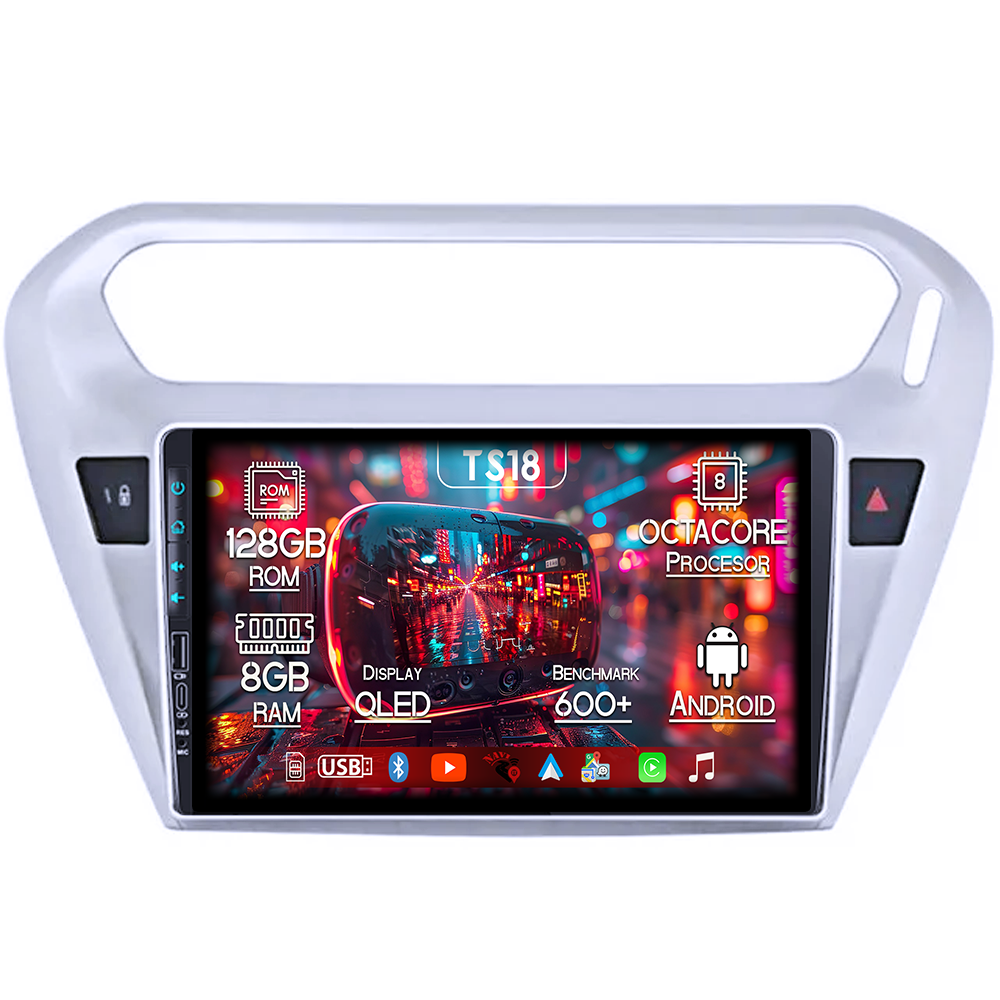 Navigatie dedicata Peugeot 301 2013-2016, USB&Butoane fizice frontale, Platforma TS18, 9 Inch, 8GB RAM 128GB ROM, Octacore, Android 14, Android Auto&Carplay [1]