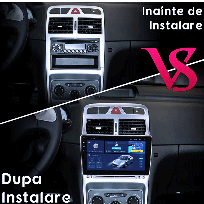 Navigatie dedicata Peugeot 307 2000-2013, 4GB RAM 64GB ROM, Octacore, Android 14, Display QLED 1K 9", Carplay&Android Auto, SIM 4G, Ventilator Activ [5]