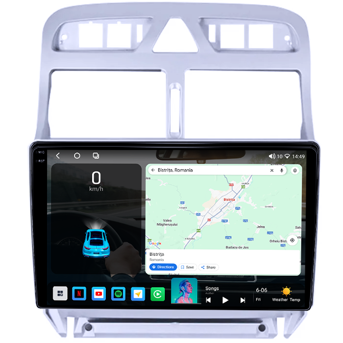 Navigatie dedicata Peugeot 307 2000-2013, 4GB RAM 64GB ROM, Octacore, Android 14, Display QLED 1K 9", Carplay&Android Auto, SIM 4G, Ventilator Activ [2]