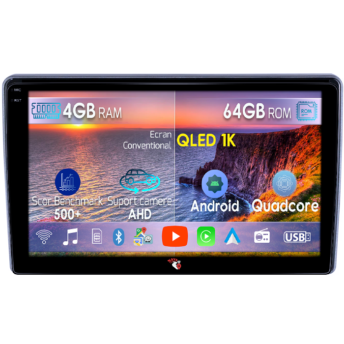 Navigatie dedicata Peugeot 307 2001-2008, 4GB RAM 64GB ROM, Octacore, Android 14, Display QLED 1K 9", Carplay&Android Auto, SIM 4G, Ventilator Activ [1]