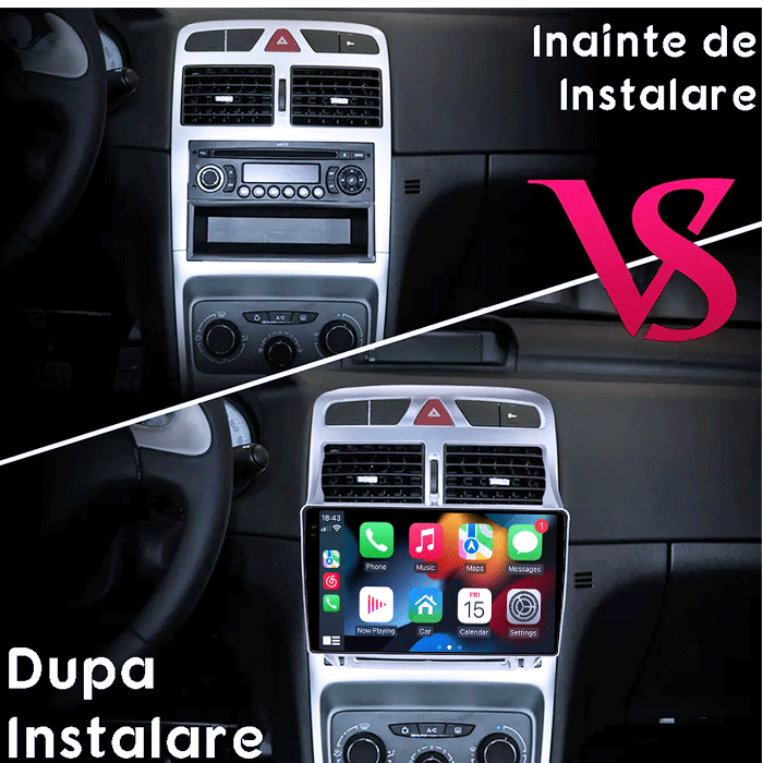 Navigatie dedicata Peugeot 307 2001-2008, 4GB RAM 64GB ROM, Procesor Qualcomm Octacore, Android 14, Rezolutie 2K, Display QLED 9", DSP, Carplay&Android Auto, SIM 4G [5]
