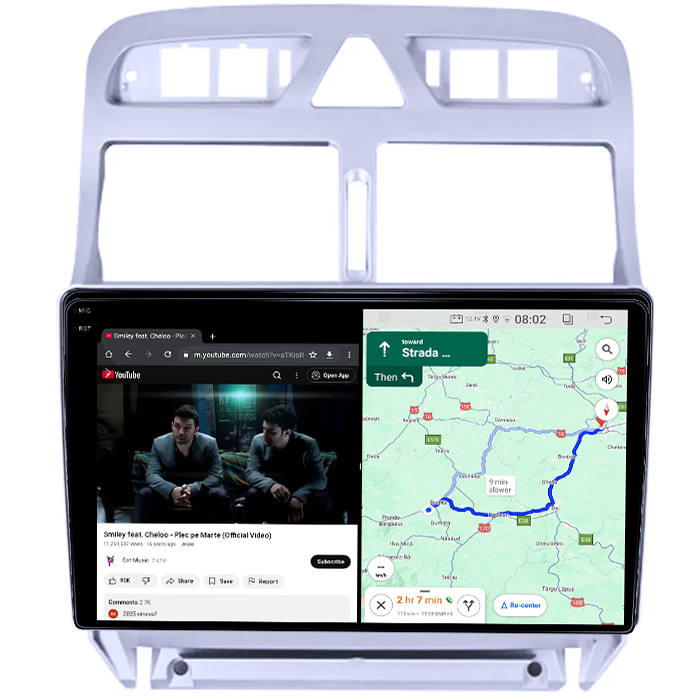 Navigatie dedicata Peugeot 307 2001-2008, 4GB RAM 64GB ROM, Quad Core, Display 9" QLED 1K, Carplay, Android 14, Bluetooth, Magazin Play, Suport Camere AHD [5]