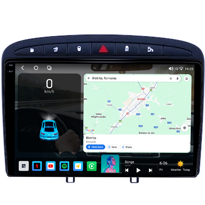 Navigatie dedicata Peugeot 308/408 2008-2020, 4GB RAM 64GB ROM, Octacore, Android 14, Display QLED 1K 9", Carplay&Android Auto, SIM 4G, Ventilator Activ [2]
