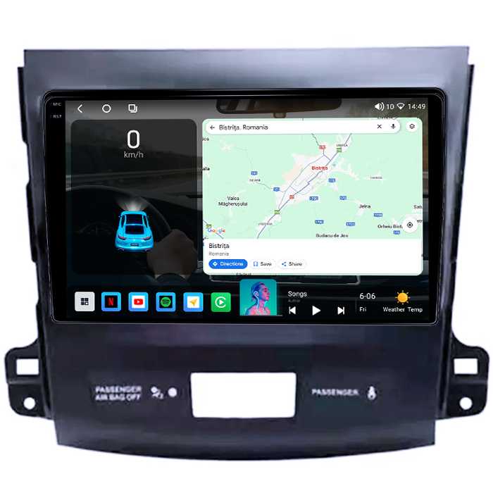 Navigatie dedicata Peugeot 4007 2007-2012, 4GB RAM 64GB ROM, Octacore, Android 14, Display QLED 1K 9", Carplay&Android Auto, SIM 4G, Ventilator Activ [2]
