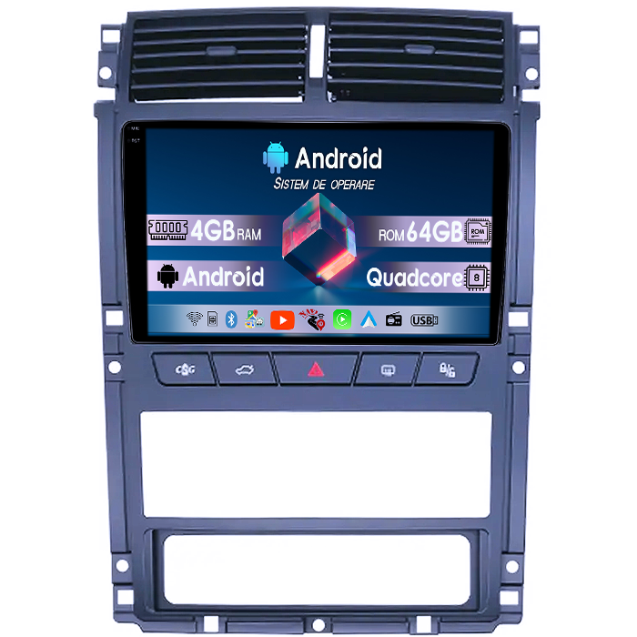 Navigatie dedicata Peugeot 405 2010-2019, 4GB RAM 64GB ROM, Quad Core, Display 9" QLED 1K, Carplay, Android 14, Bluetooth, Magazin Play, Suport Camere AHD [1]