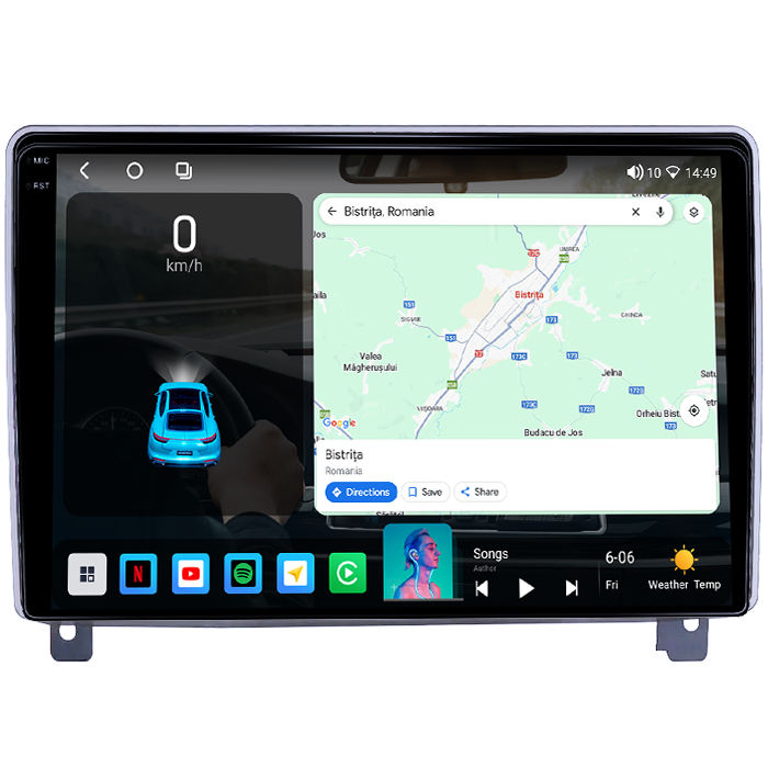 Navigatie dedicata Peugeot 407 2004-2011, 4GB RAM 32GB ROM, Octacore, Android 14, Display QLED 1K 9", DSP, Carplay&Android Auto, SIM 4G, Bluetooth, Ventilator Activ [2]