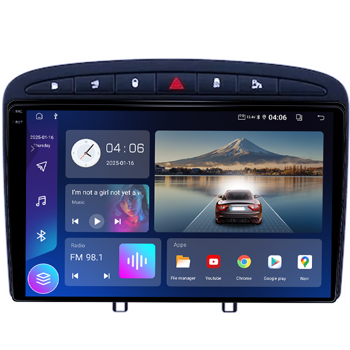 Navigatie dedicata Peugeot 408 2008-2020, black, Android 14, Wireless Carplay si Android auto 4GB RAM 64GB ROM, Display QLED 1K, 9" QLED 1K, Suport camere QLED 1K, [5]