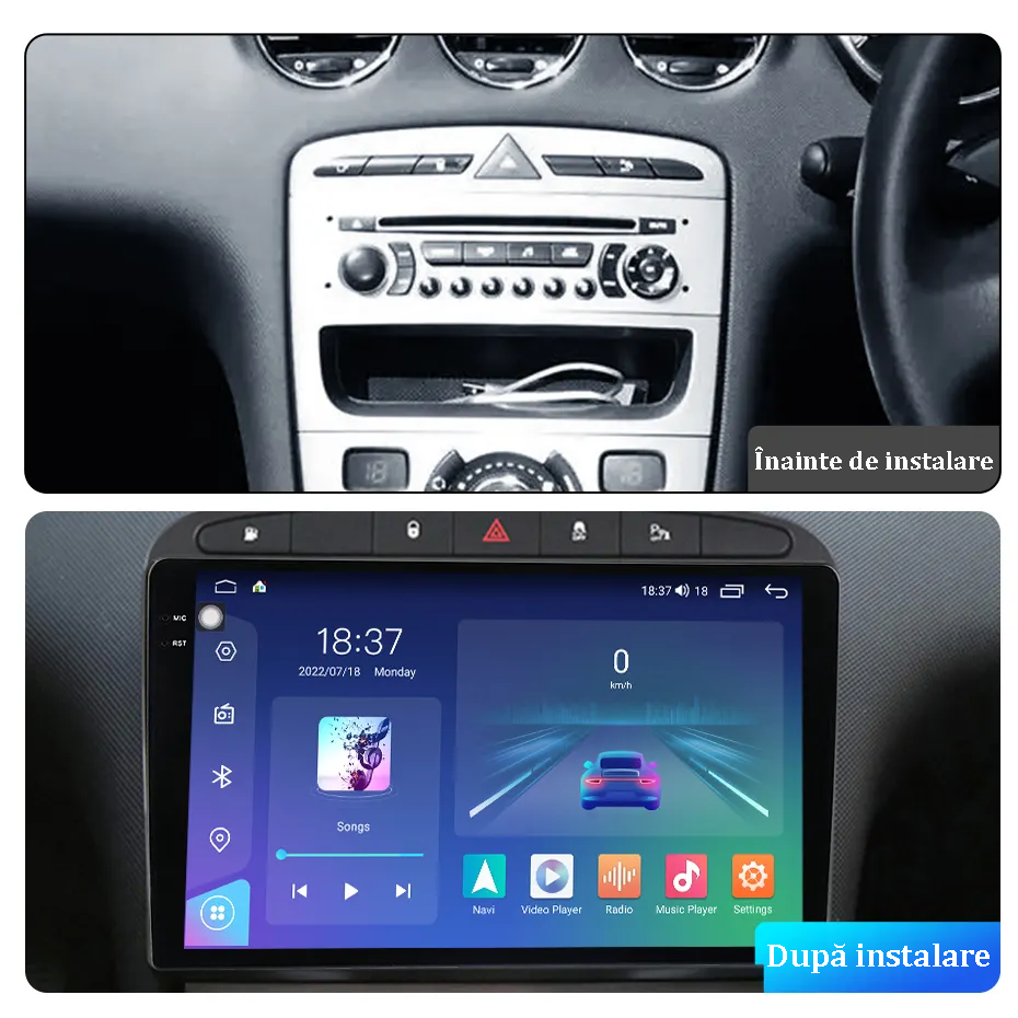 Navigatie dedicata Peugeot 408 2008-2020, gri, 8GB RAM 128GB ROM, Octacore, Platforma TS18, Android 13, Display QLED 9”, Suporta camera 360º, DSP, Carplay&Android Auto, SIM 4G, Ventilator Activ [4]