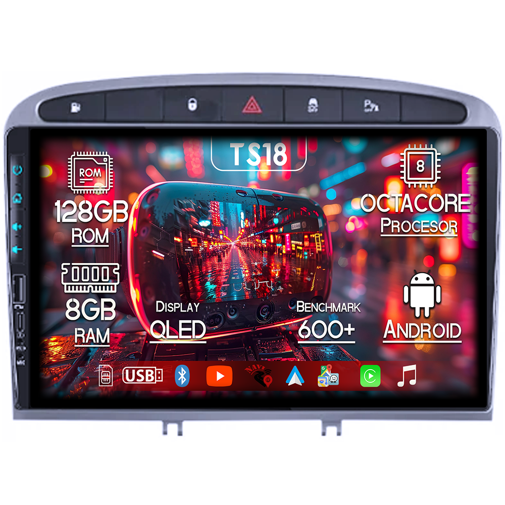 Navigatie dedicata Peugeot 408 2008-2020, USB&Butoane fizice frontale, Platforma TS18, 9 Inch, 8GB RAM 128GB ROM, Octacore, Android 14, Android Auto&Carplay [1]