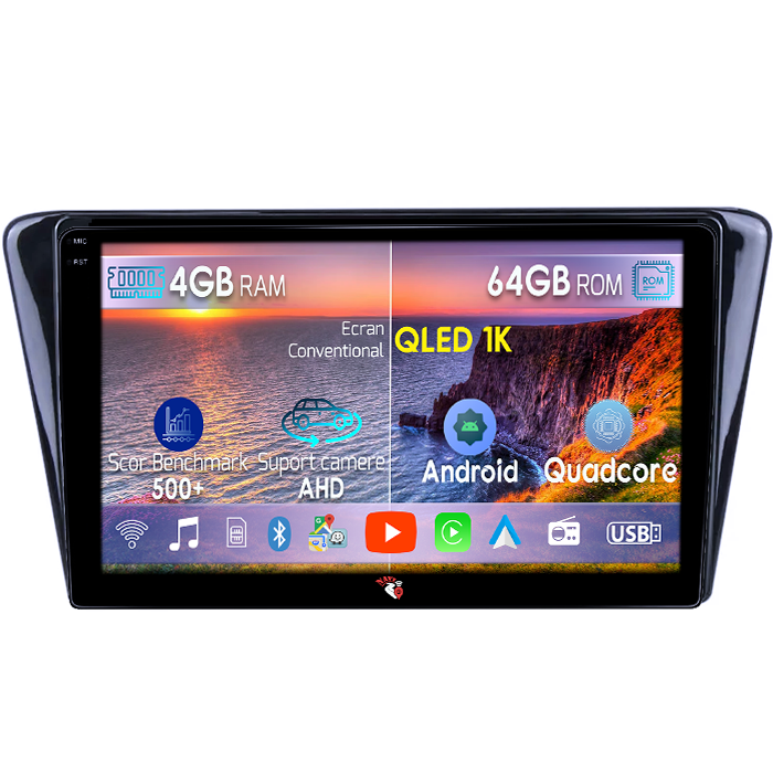 Navigatie dedicata Peugeot 408 2014+, 4GB RAM 64GB ROM, Octacore, Android 14, Display QLED 1K 10", Carplay&Android Auto, SIM 4G, Ventilator Activ [1]