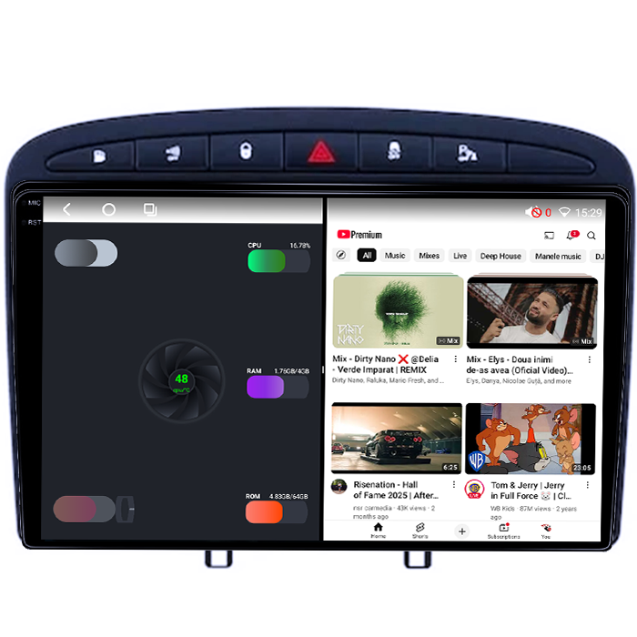 Navigatie dedicata Peugeot 408 Black, 4GB RAM 64GB ROM, Octacore, Android 14, Display QLED 1K 9", Carplay&Android Auto, SIM 4G, Ventilator Activ [3]