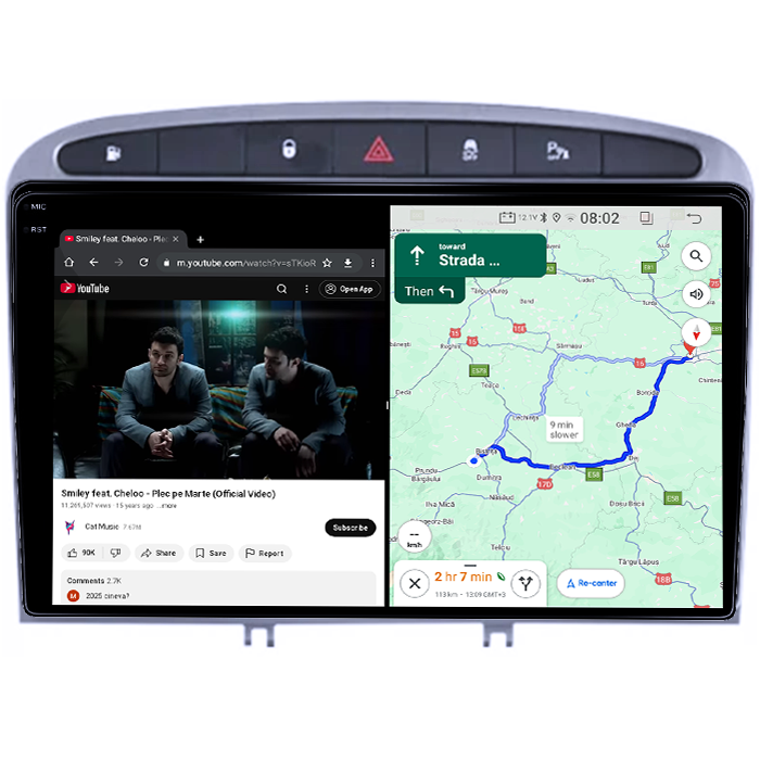 Navigatie dedicata Peugeot 408 GRAY, 12GB RAM 256GB ROM, Android 13, Rezolutie 2K, Display QLED, 9", DSP, Carplay, Android Auto, Internet, Youtube, Waze, Wi Fi, USB [3]