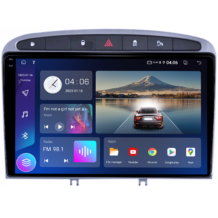 Navigatie dedicata Peugeot 408 GRAY, 12GB RAM 256GB ROM, Android 13, Rezolutie 2K, Display QLED, 9", DSP, Carplay, Android Auto, Internet, Youtube, Waze, Wi Fi, USB [2]