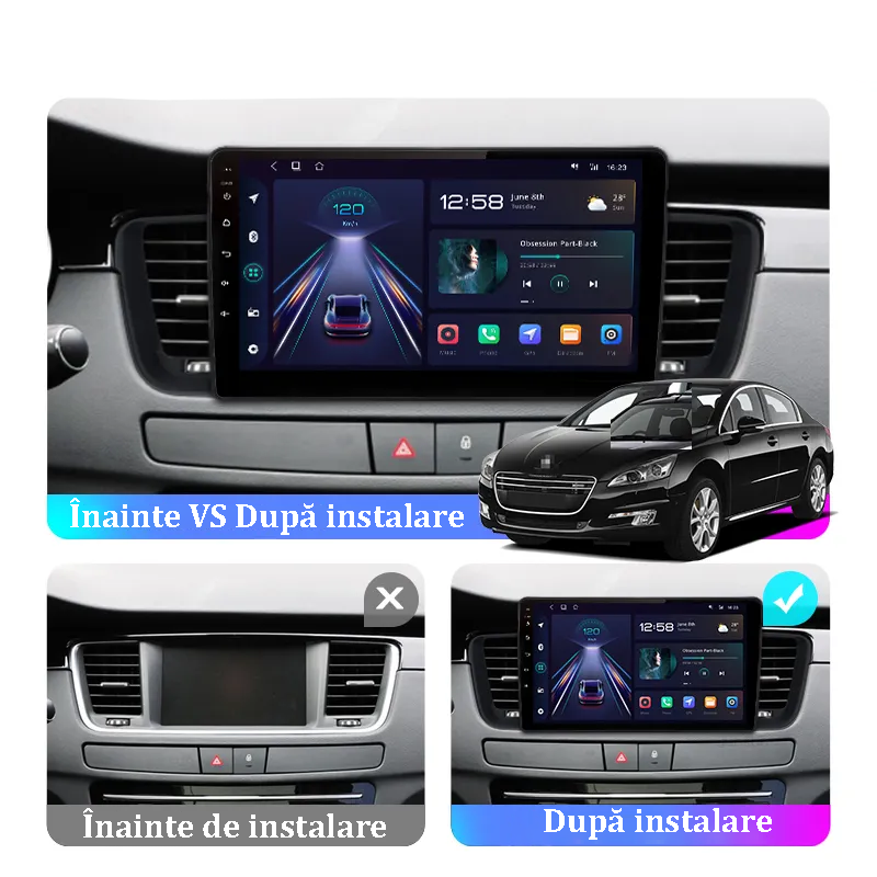 Navigatie dedicata Peugeot 508 ( 2010 - 2018 ), 8GB RAM 128GB ROM, Octacore, Platforma TS18, Android 13, Display QLED 9”, Suporta camera 360º, DSP, Carplay&Android Auto, SIM 4G, Ventilator Activ [3]