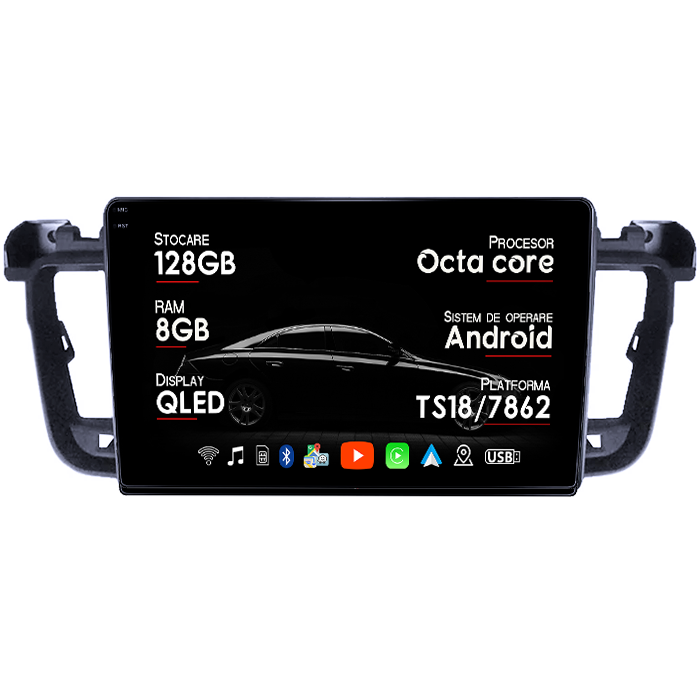 Navigatie dedicata Peugeot 508 2010-2018, 8GB RAM 128GB ROM, Octacore, Platforma TS18, Android 14, Display QLED 9", Suporta camera 360", DSP, Carplay&Android Auto, SIM 4G, Ventilator Activ [1]