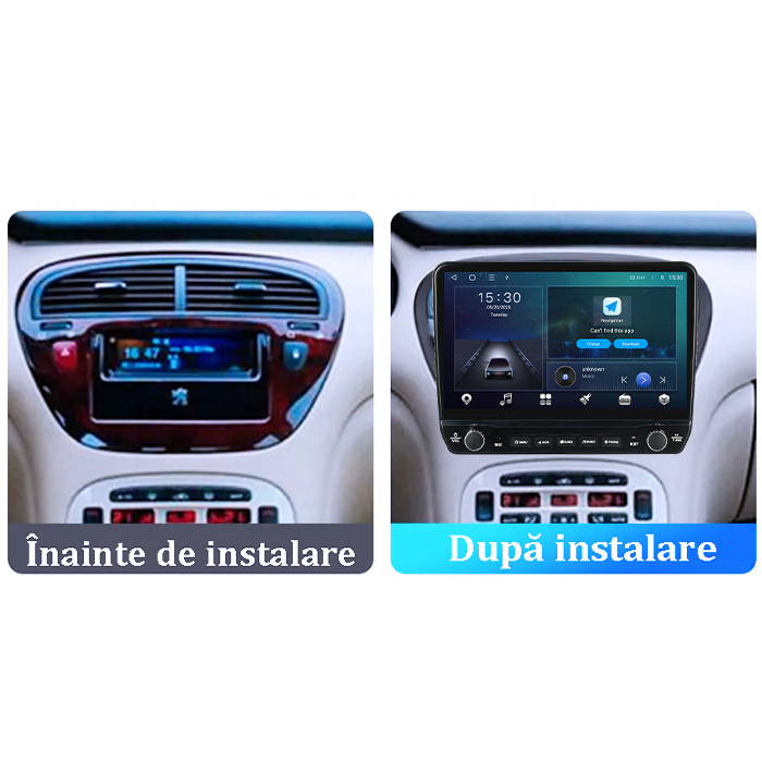 Navigatie dedicata Peugeot 607 2004-2010 Tesla cu butoane rotative model 2024, 4GB RAM 64GB ROM, Procesor Quadcore, Android 14, Display QLED 10", DSP, Carplay&Android Auto [2]