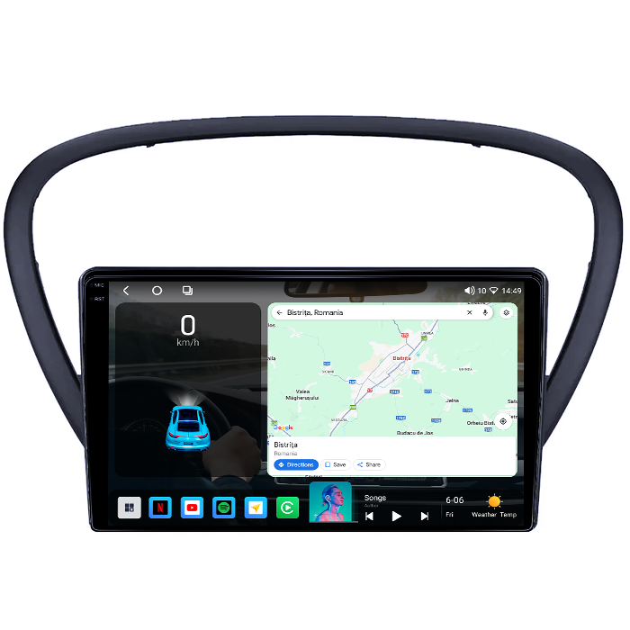 Navigatie dedicata Peugeot 607 2004-2010, 4GB RAM 64GB ROM, Octacore, Android 14, Display QLED 1K 9", Carplay&Android Auto, SIM 4G, Ventilator Activ [2]