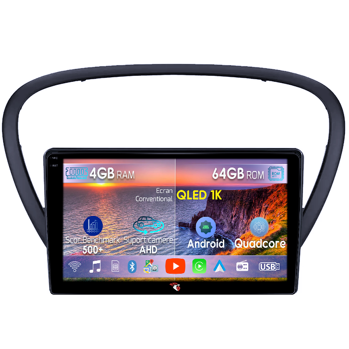 Navigatie dedicata Peugeot 607 2004-2010, 4GB RAM 64GB ROM, Octacore, Android 14, Display QLED 1K 9", Carplay&Android Auto, SIM 4G, Ventilator Activ [1]