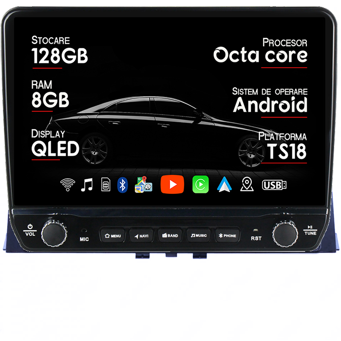 Navigatie dedicata Peugeot Partner 2018+ Tesla cu butoane rotative model 2024, 4GB RAM 64GB ROM, Procesor Quadcore, Android 14, Display QLED 10", DSP, Carplay&Android Auto [8]