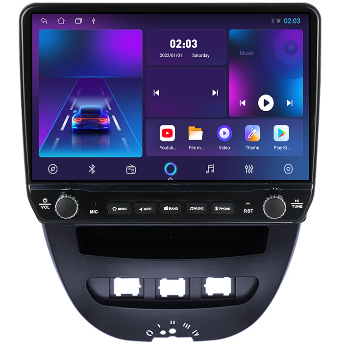 Navigatie dedicata Peugeot Peugeot 107 Tesla cu butoane rotative model 2024, 4GB RAM 64GB ROM, Procesor Quadcore, Android 14, Display QLED 10", DSP, Carplay&Android Auto [5]