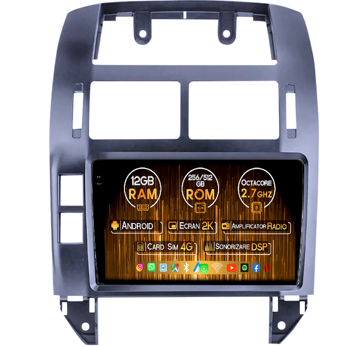 Navigatie dedicata Polo Mk4 2004-2009, 12GB RAM 256GB ROM, Android 14, Rezolutie 2K, Display QLED, 9", DSP, Carplay, Android Auto, Internet, Youtube, Waze, Wi Fi, USB [1]
