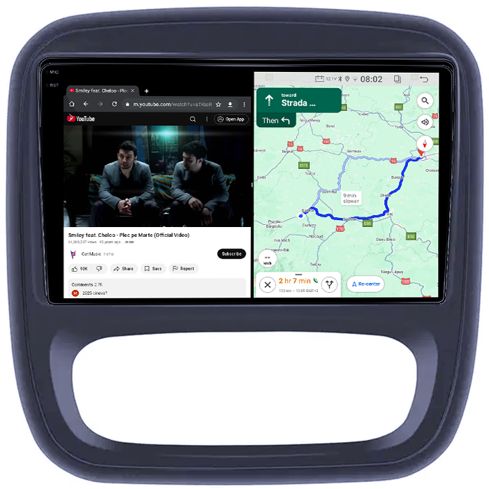 Navigatie dedicata Renault Captur, Trafic 3, 4GB RAM 64GB ROM, Quad Core, Display 9" QLED 1K, Carplay, Android 14, Bluetooth, Magazin Play, Suport Camere AHD [4]