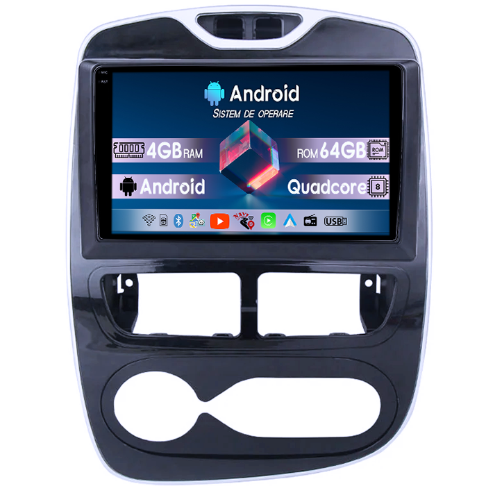 Navigatie dedicata Renault Clio 2013-2019, 4GB RAM 64GB ROM, Quad Core, Display 10.1" QLED 1K, Carplay, Android 14, Bluetooth, Magazin Play, Suport Camere AHD [1]